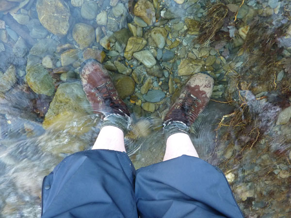 Boots in the river